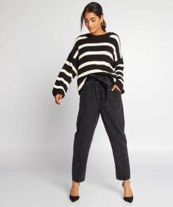 Pull en maille à rayures 'JDY' - Noir