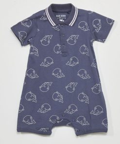 Barboteuse 'baleines' - bleu marine