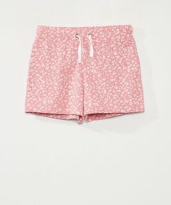 Short 'fleuri' en maille jersey - rose