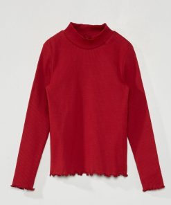 Sous-pull en maille côtelée - Rouge