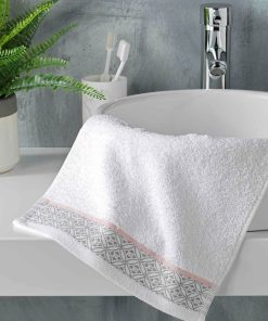 Serviette de toilette 30x50cm Art-Chic Beline blanc - Blanc