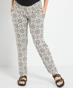 Pantalon grossesse fluide et léger - Ecru/noir