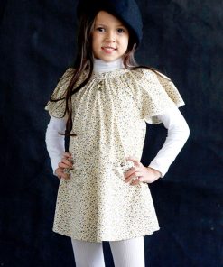 Robe manches papillon  liberty fleuri BUTTERFLY - 'LA FAUTE A VOLTAIRE' - Jaune