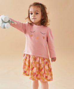 Robe bi-matière, vieux - Rose