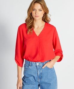 Blouse fluide encolure V 'JDY' - rose