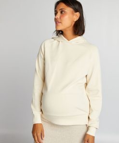 Sweat maternité et allaitement à capuche - beige