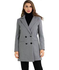 Manteau croisé double boutonnage Kebello - Gris