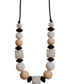 Collier d'allaitement ou de portage silicone et bois 'Wood sil' - Blanc nacré