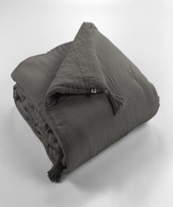 Edredon Boutis gaze de coton Collection Gaia - gris anthracite
