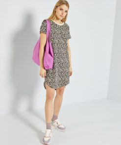 Robe sweat 'JDY' avec imprimé - Beige/noir