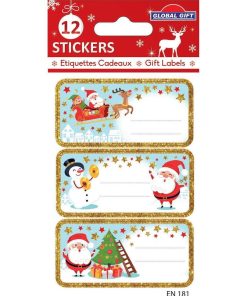12 étiquettes adhésives de Noël - Ambiance de Noël - N/A