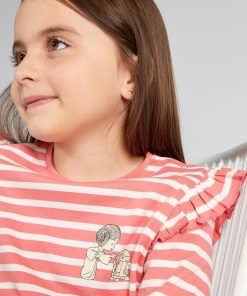T-shirt 'DS' avec volants - Facile à enfiler - Rose