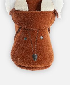 Bottines en cuir renard, - Beige