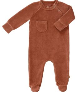 Pyjama en velours bio Copper (naissance : 50 cm) - Marron