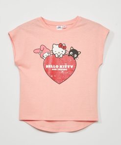 Tee-shirt 'Hello Kitty' - bordeau clair