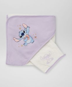 Cape de bain + gant de toilette 'Stitch' - Violet