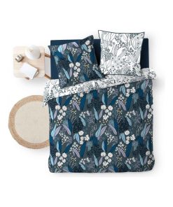 Housse de couette + taie coton Clarisse des champs - Bleu