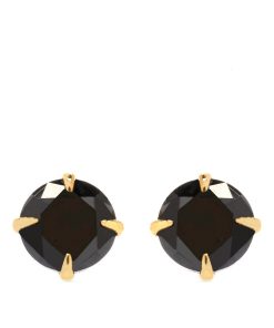 Boucles d'oreilles otieno en argent 925 et zircon onyx plaqué or 18K - Noir