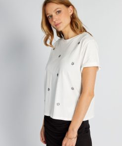 T-shirt avec breloques - Beige