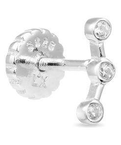 Boucle d'oreille unique.Piercing en argent 925 et zircon cubique avec finition plaquée rhodium. - Argent