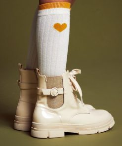 Boots à lacets et semelles crantées - Beige