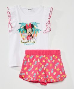 Ensemble t-shirt + short - 2 pièces - rose