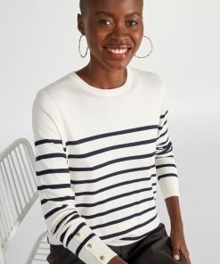 Pull en maille fine - Noir/blanc