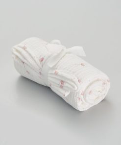 Lange en tissu gaufré - Blanc/rose