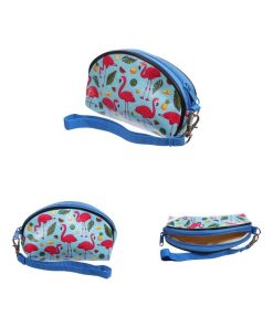 Petite trousse a maquillage Flamants roses par Lauren Billingham - Bleu