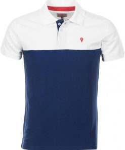 Polo manches courtes garçon ECALOSTE - Blanc Bleu marine