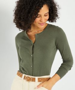 Gilet boutonné en maille - Vert