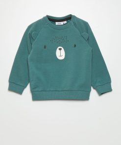 Sweat en molleton à motif 'ours' - Vert