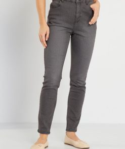 Jean slim taille haute L32 - Gris