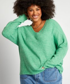 Pull en maille encolure V - Vert