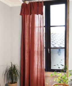 Rideau ajustable + 8 anneaux pince collection Gaia - Marron