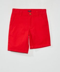 Bermuda chino en twill - rouge chiné