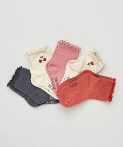 Chaussettes fantaisie - Lot de 5 - Rose/Marine/Rouge