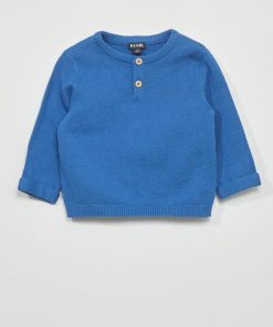 Pull en maille tricot - Bleu