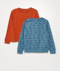 Lot de 2 sweats imprimés - Bleu/orange