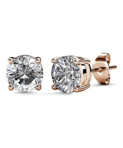Boucles d'oreilles Mary - Or Rosé et Cristal - Transparent
