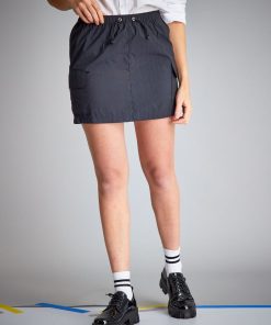 Jupe unie en toile parachute - noir