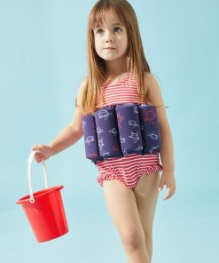 Maillot bouée à imprimé tortue, marine/rouge - Bleu