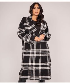 Manteau carreaux URENO - Noir