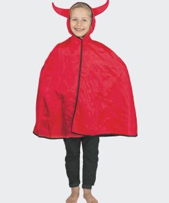 Déguisement de diable cape avec capuche - Rouge