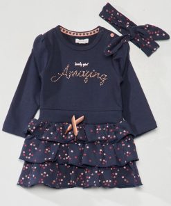 Robe en jersey + bandeau assorti - 2 pièces - Bleu