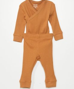 Body côtelé croise + legging - 2 pièces - Marron