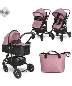 Poussette combinée transformable 2 en 1 Alba Lorelli - rose - Rose