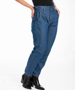 Jeans coupe mom coton LUCIE - Bleu