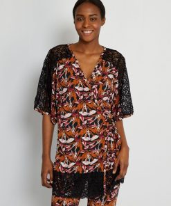 Kimono 'Envie de Lingerie' - imprimé noir