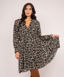 Robe courte motifs IFER - Kaki